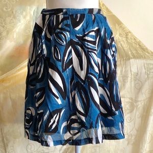 INC Blue Floral Cotton A-line Pencil Skirt Blue 4